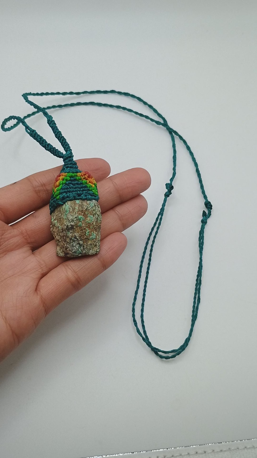 Handmade Macrame Necklace with Natural Turquoise Stone