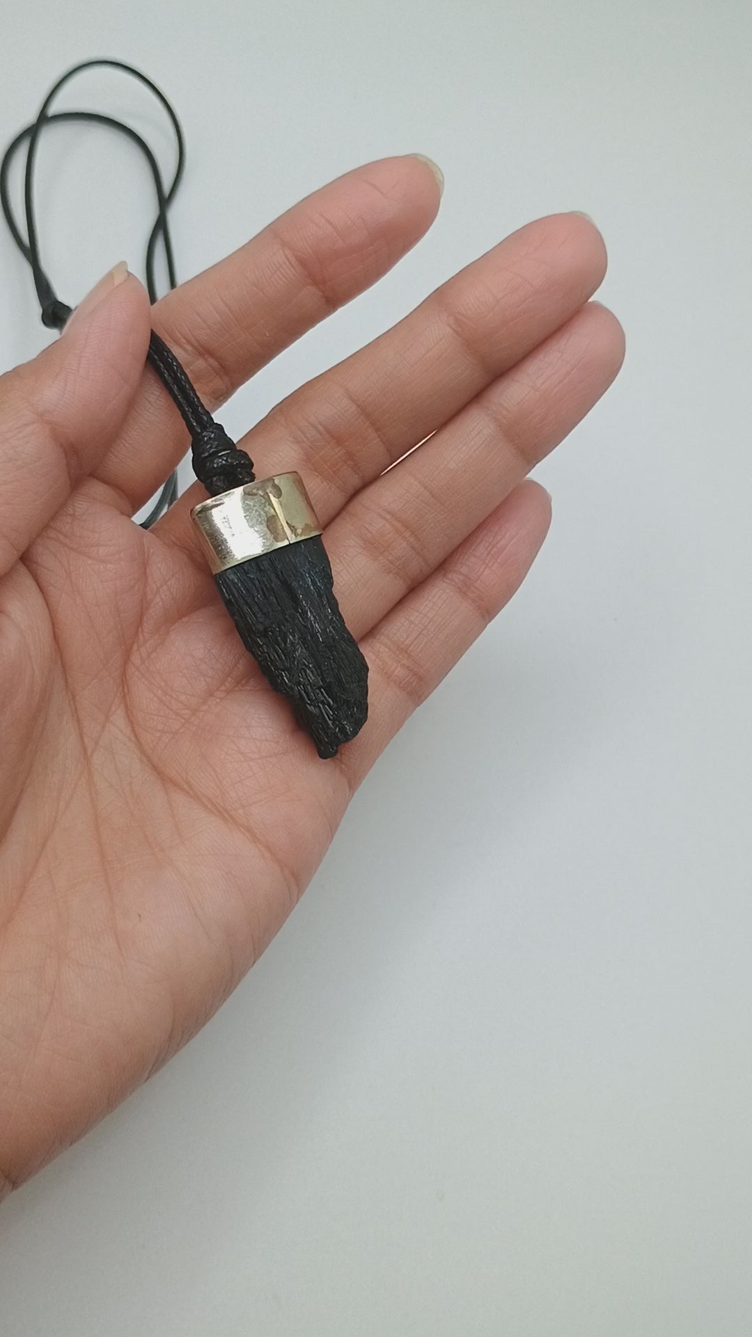 Black Tourmaline Pendant Necklace, Protective Stone, Peruvian Handicraft