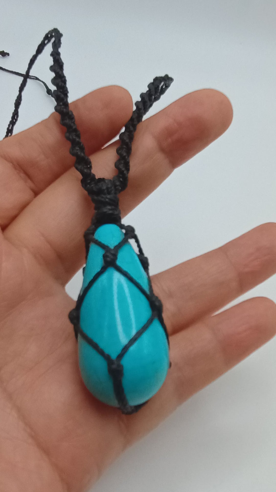 Unisex Macrame Necklace Handmade Natural Turquoise Spiritual Amulet