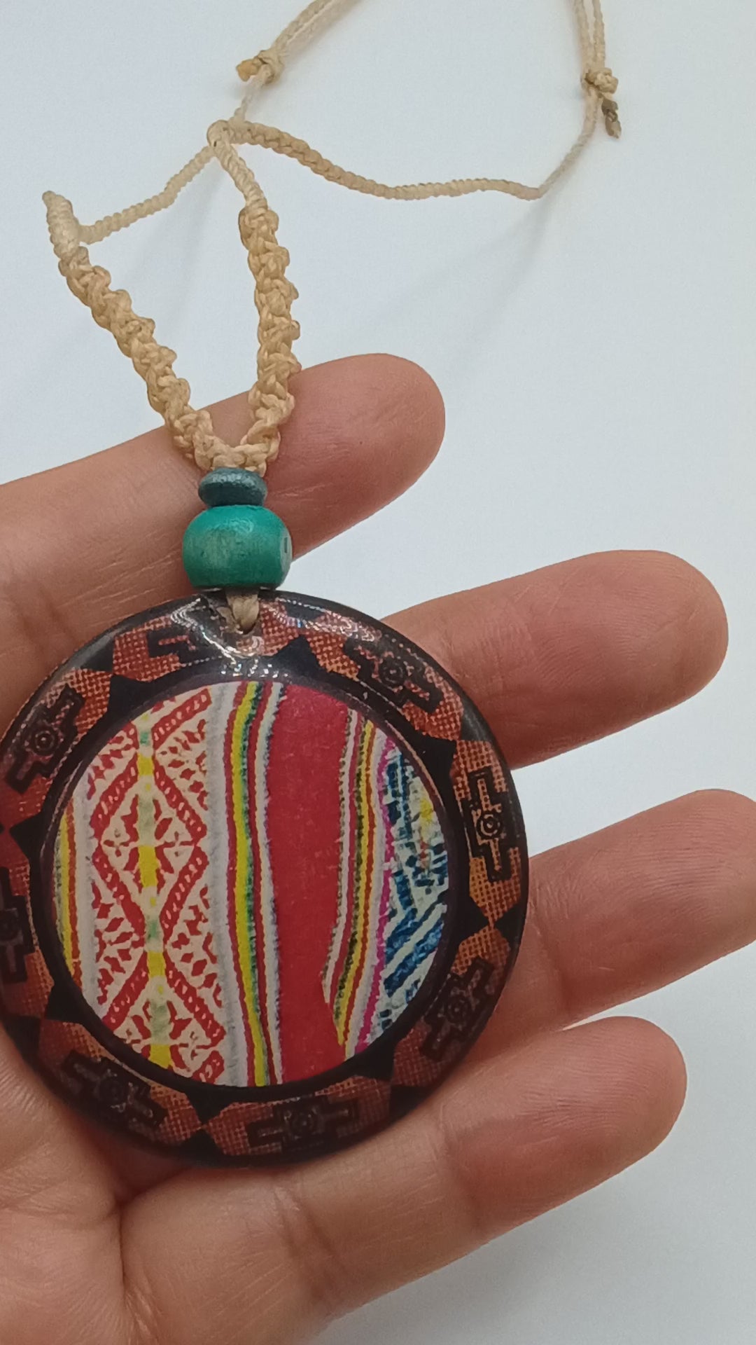 Unisex Necklace Woven Macrame Thread Andean Peruvian Handicraft