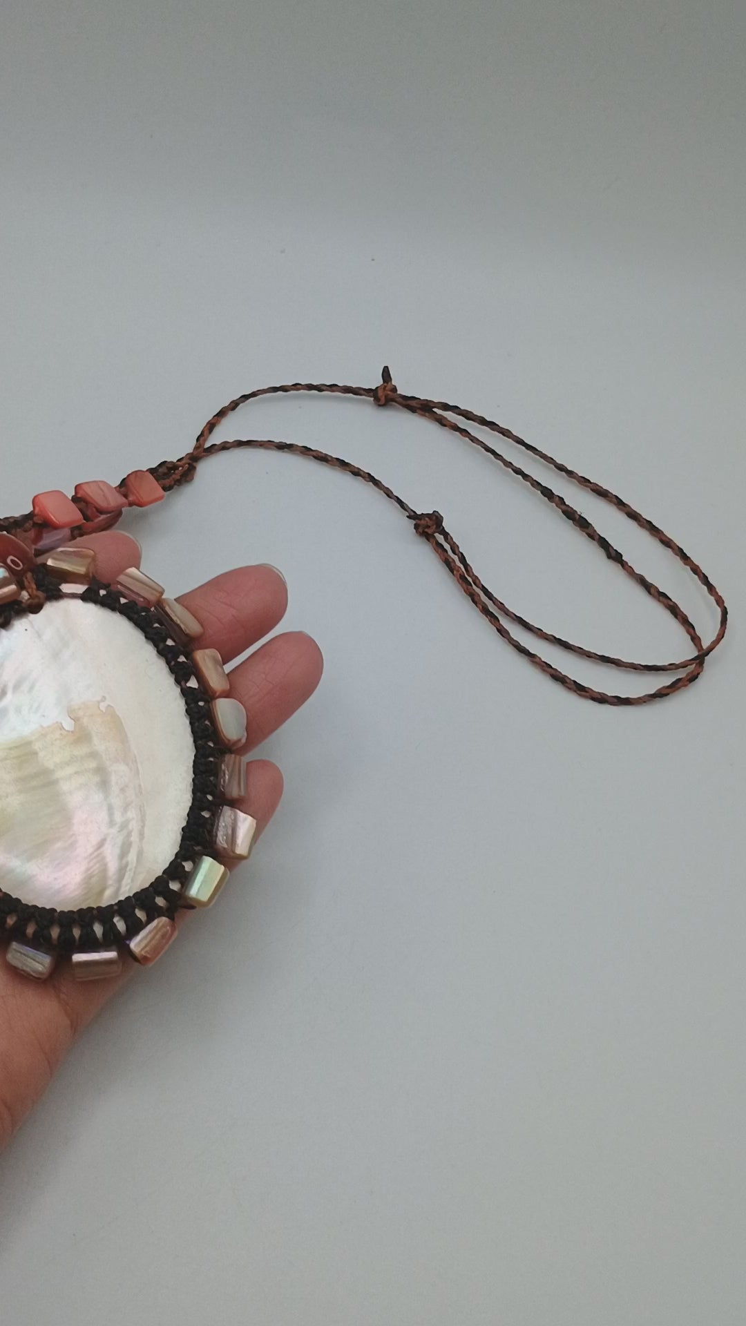Handmade Macrame Necklace with Mother-of-Pearl Shells