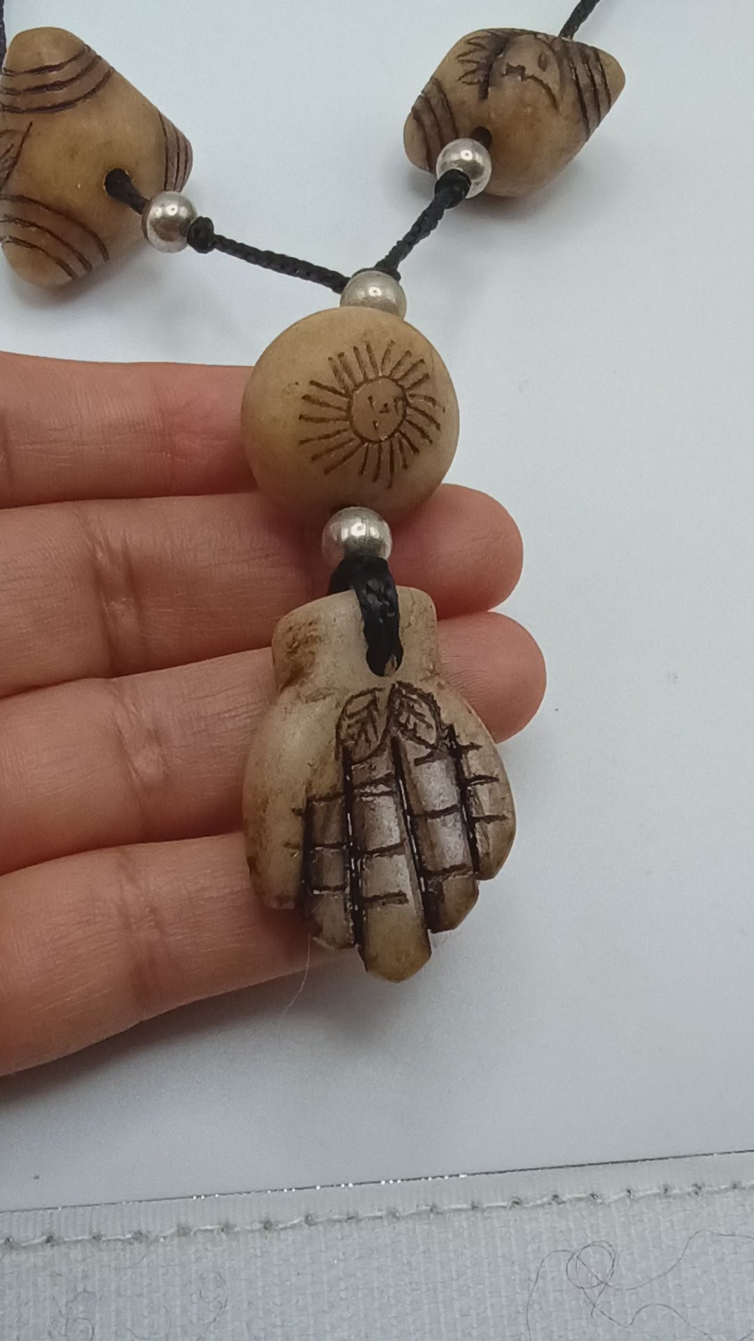 Unisex Necklace Limestone Chumpi Shamanic Amulet Handmade