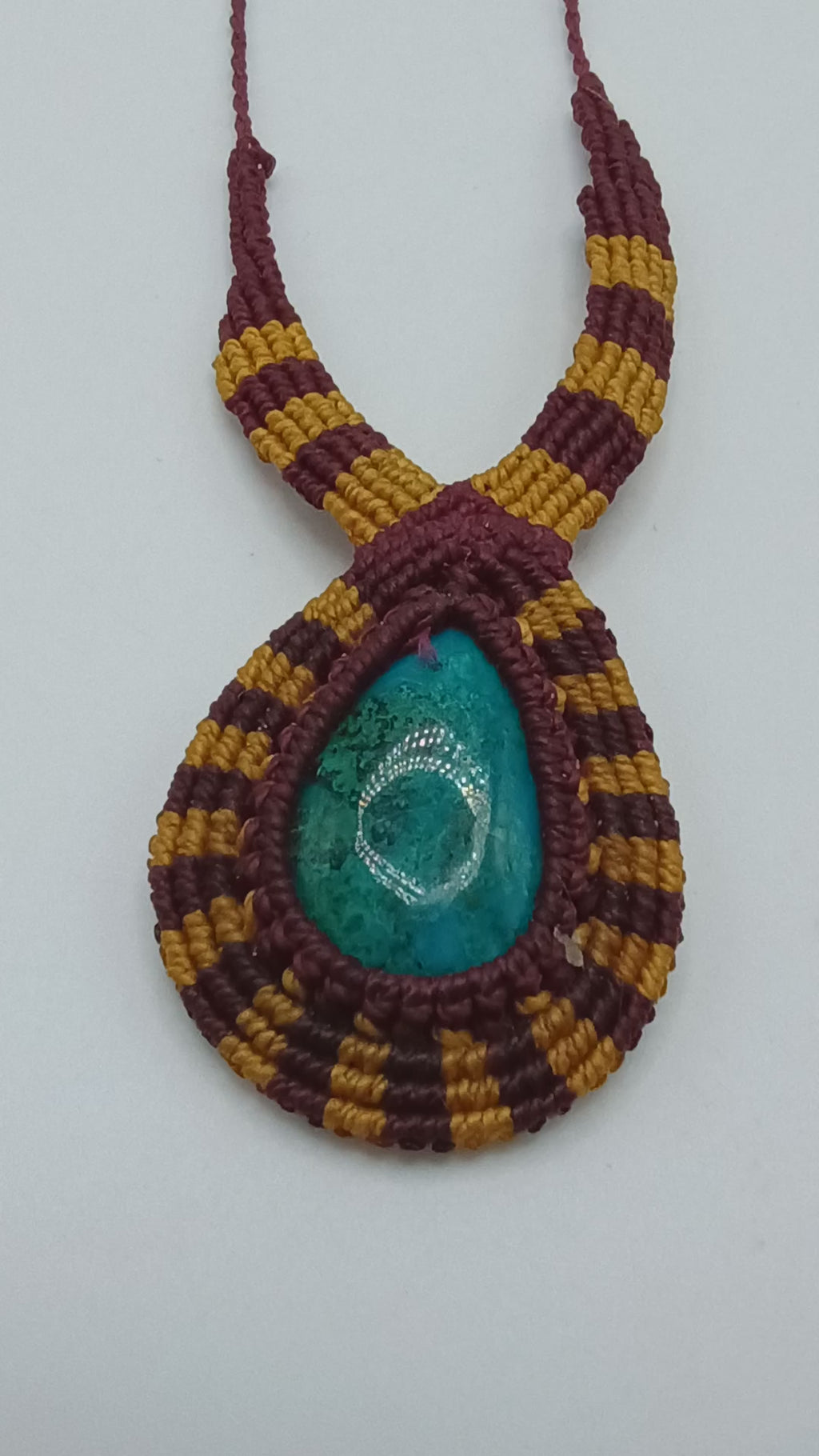 Unisex Macrame Necklace with Turquoise Stone, Spiritual Amulet