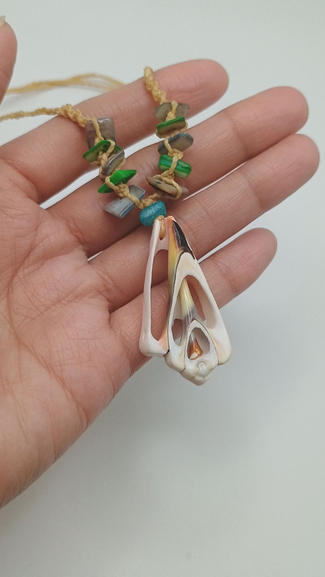 Handmade Mother-of-Pearl Necklace, Macrame Pendant, Peruvian Craftsmanship