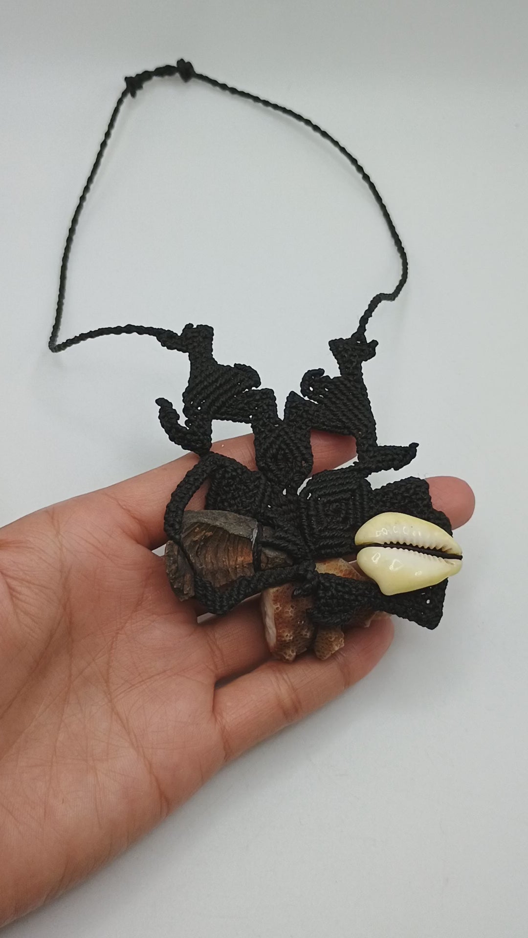 Handmade Macrame Necklace with Natural Mother-of-Pearl Shell