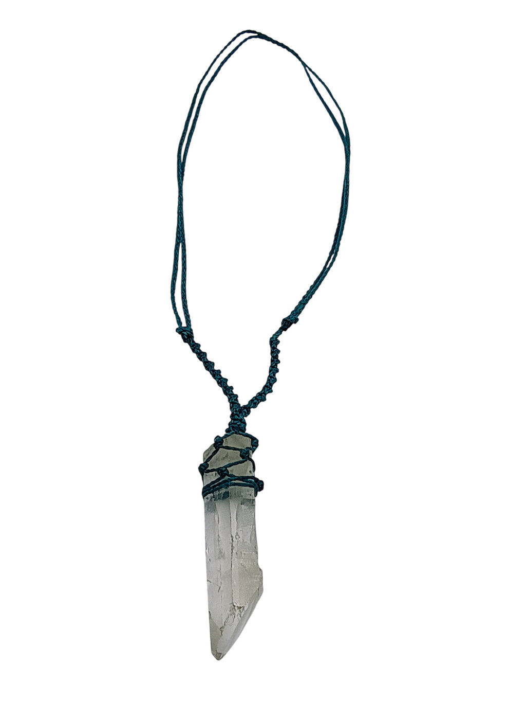 Unisex Necklace Woven Macrame Thread Natural Stone Quartz Crystal