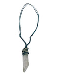 Unisex Necklace Woven Macrame Thread Natural Stone Quartz Crystal
