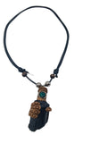 Handmade Black Onyx Necklace, Power Hand Shaman Pendant