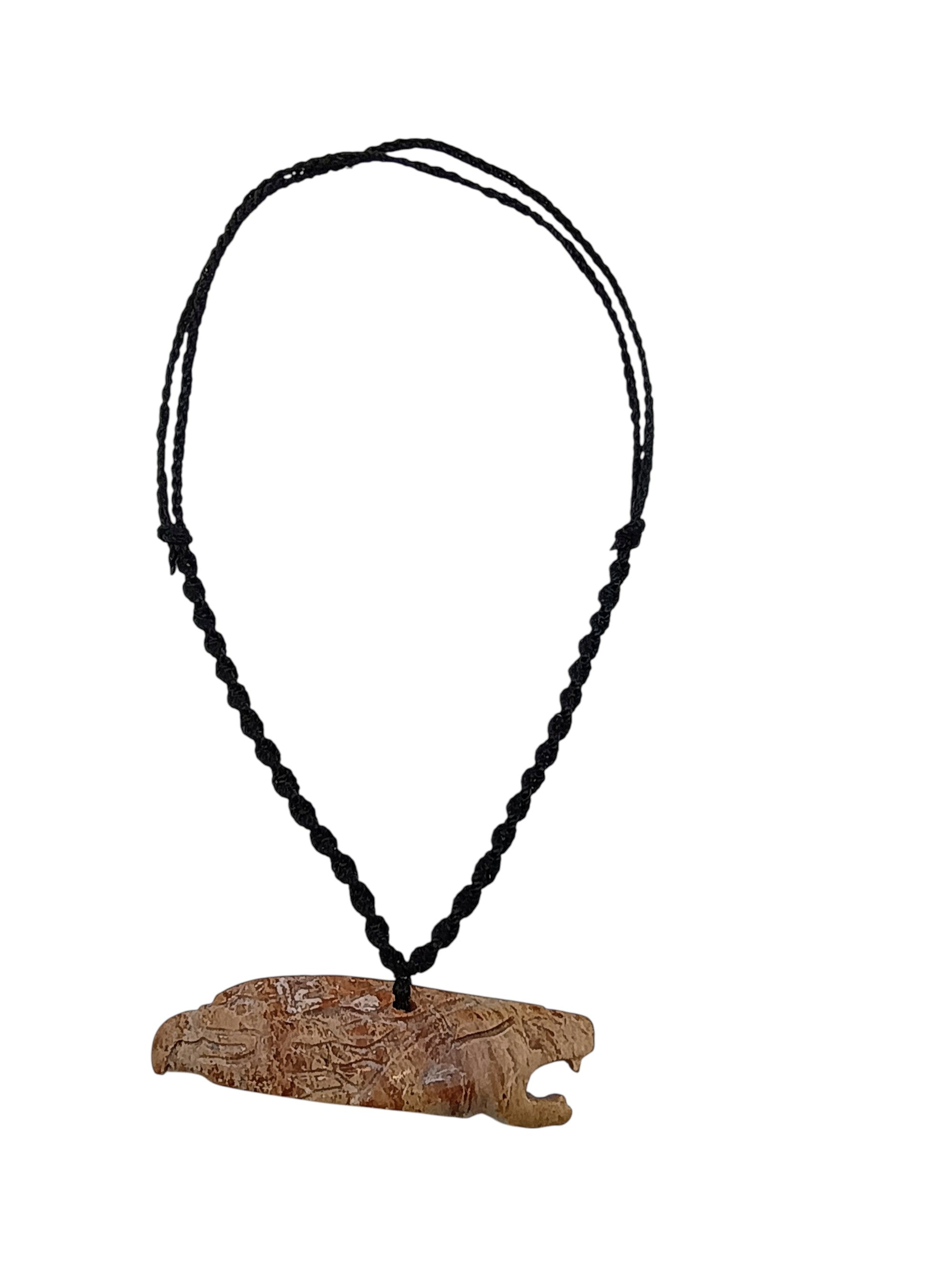 Unisex Necklace Woven Macrame Thread Natural Stone