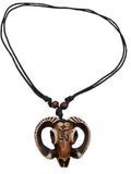 Handmade Ceramic Goat Skull Pendant Macrame Necklace Peruvian Craft