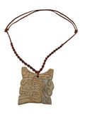Unisex Necklace Woven Macrame Thread Natural Stone