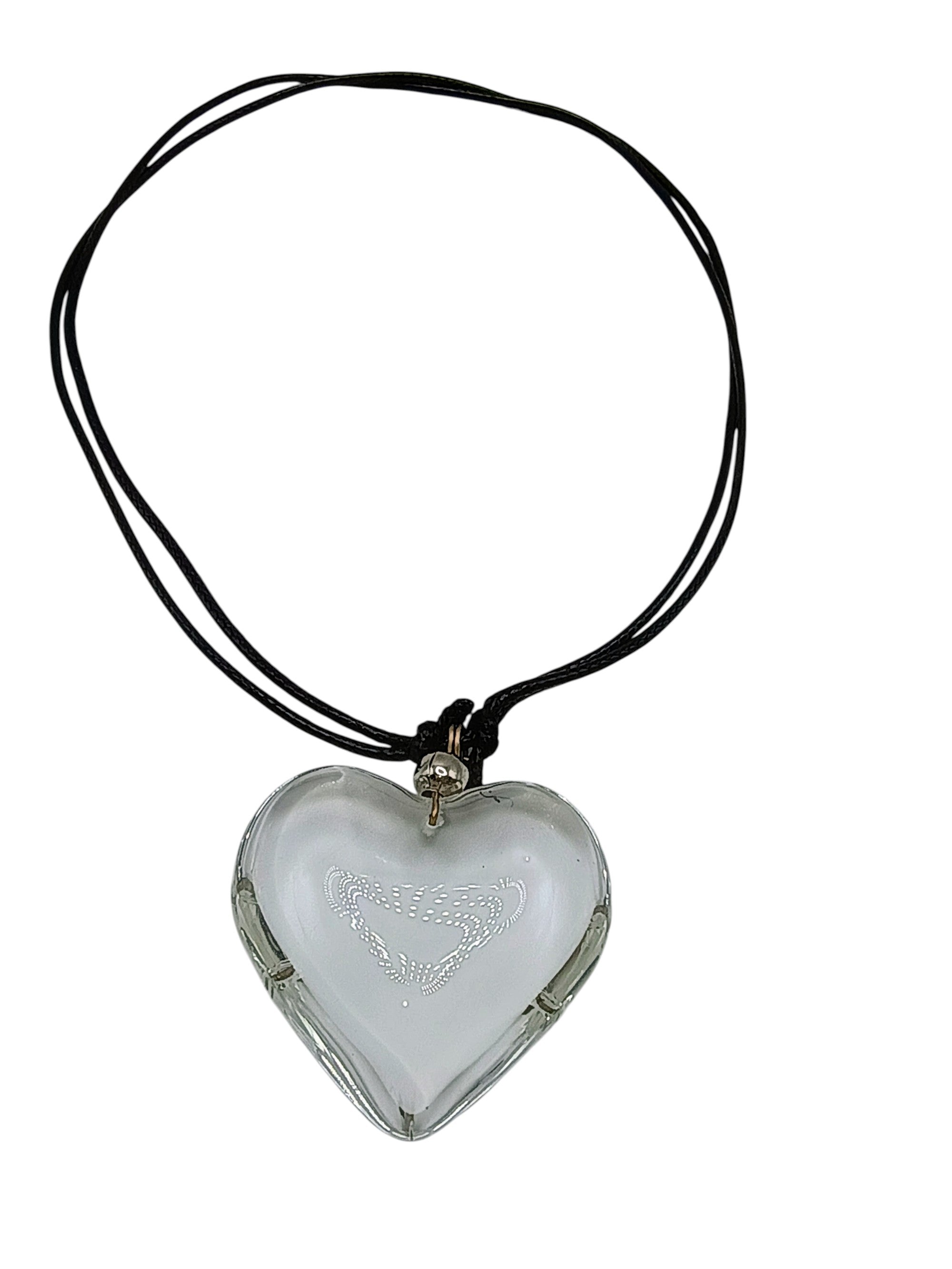 Unisex Heart Necklace, Quartz Crystal, Handmade