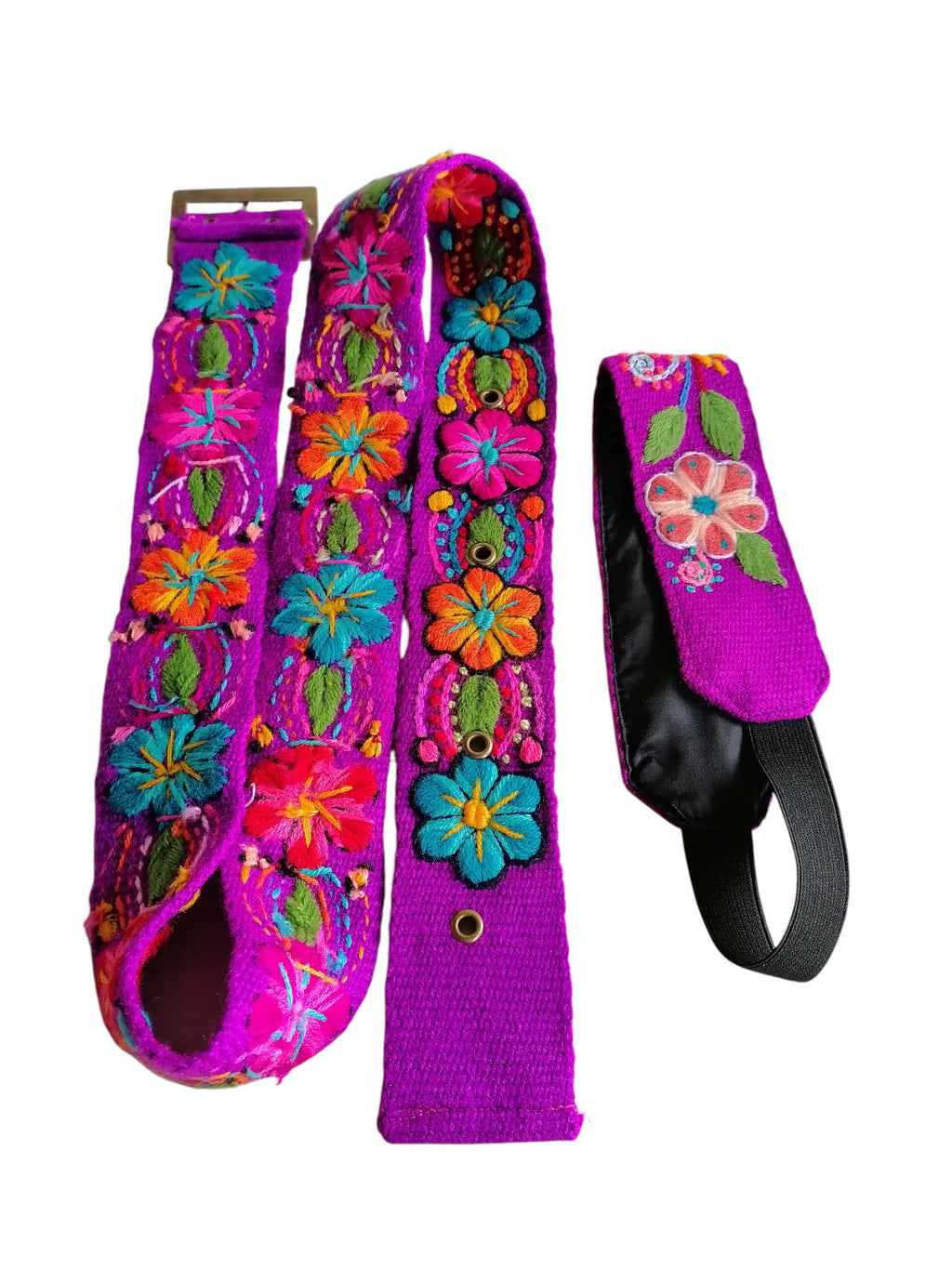 Handmade Floral Embroidered Headband Belt, Peruvian Craftsmanship, Cusco