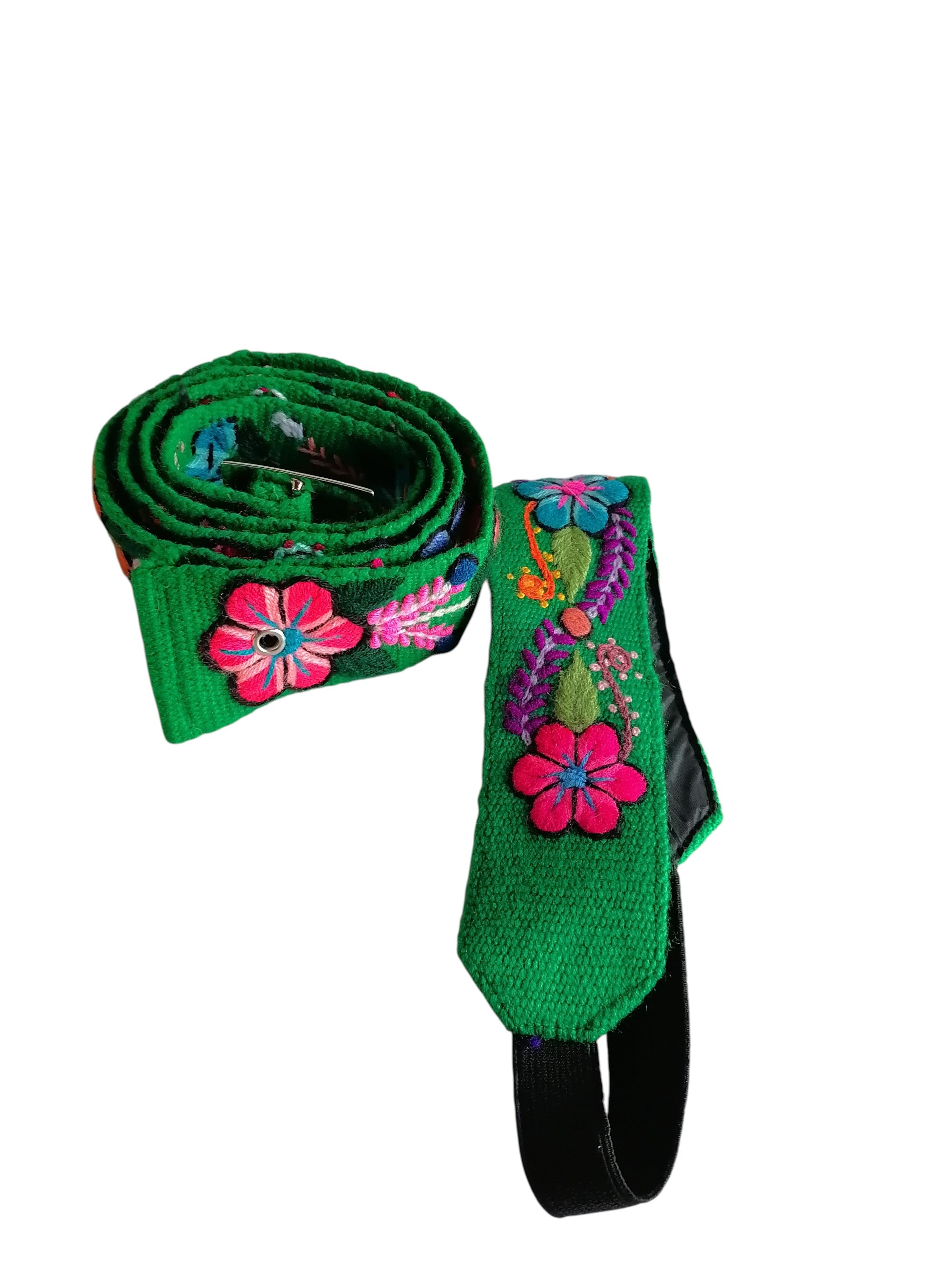 Floral Hand Embroidered Belt Headband Set Multicolored Flowers