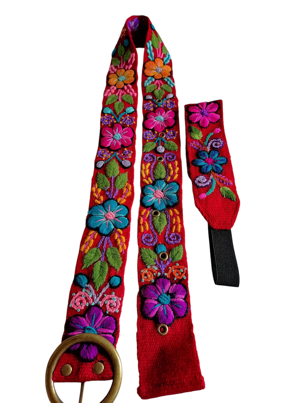Knitted Woolen Floral Headband and Belt Set