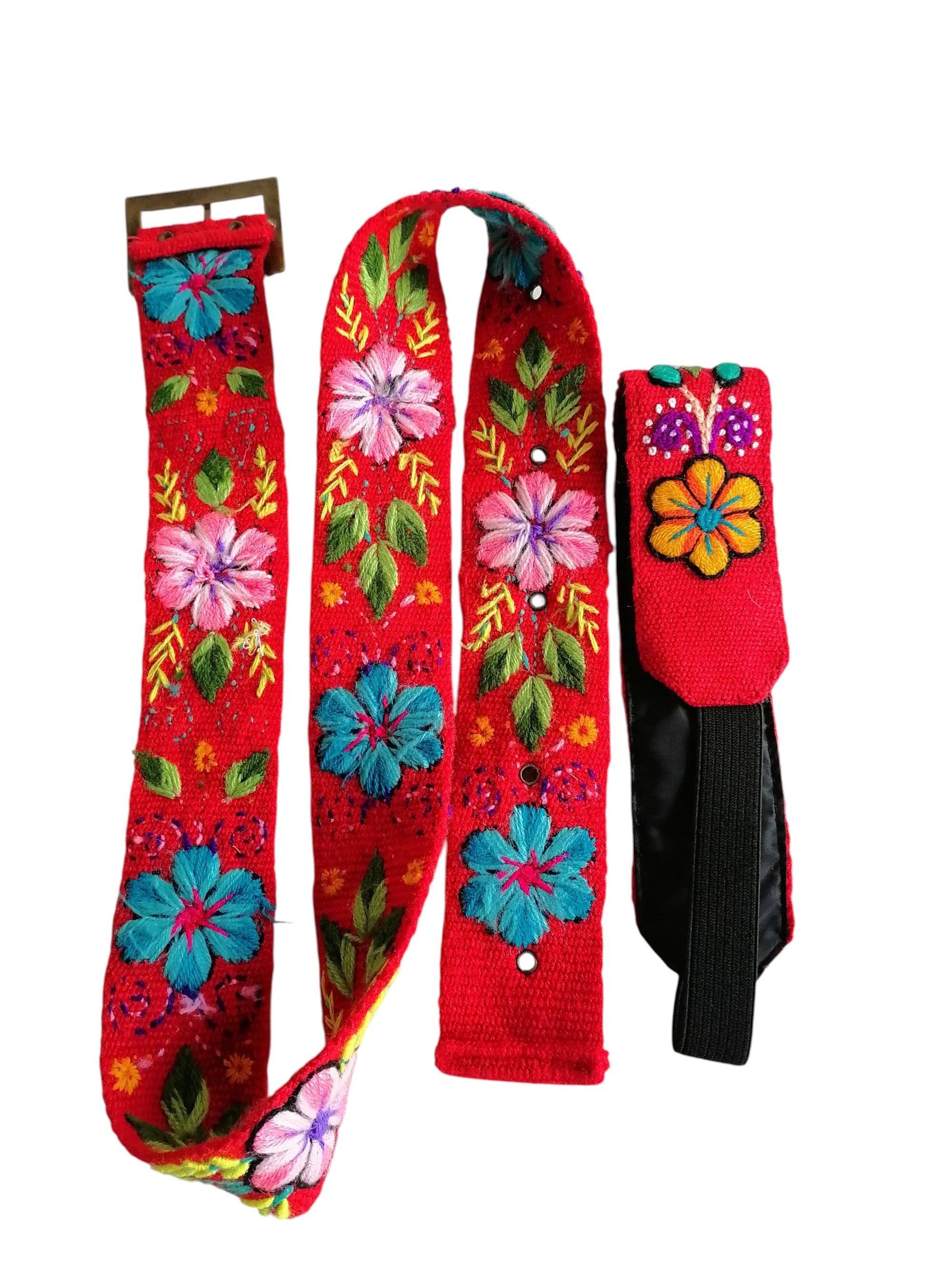 Handmade Floral Embroidered Belt and Headband Set for Women