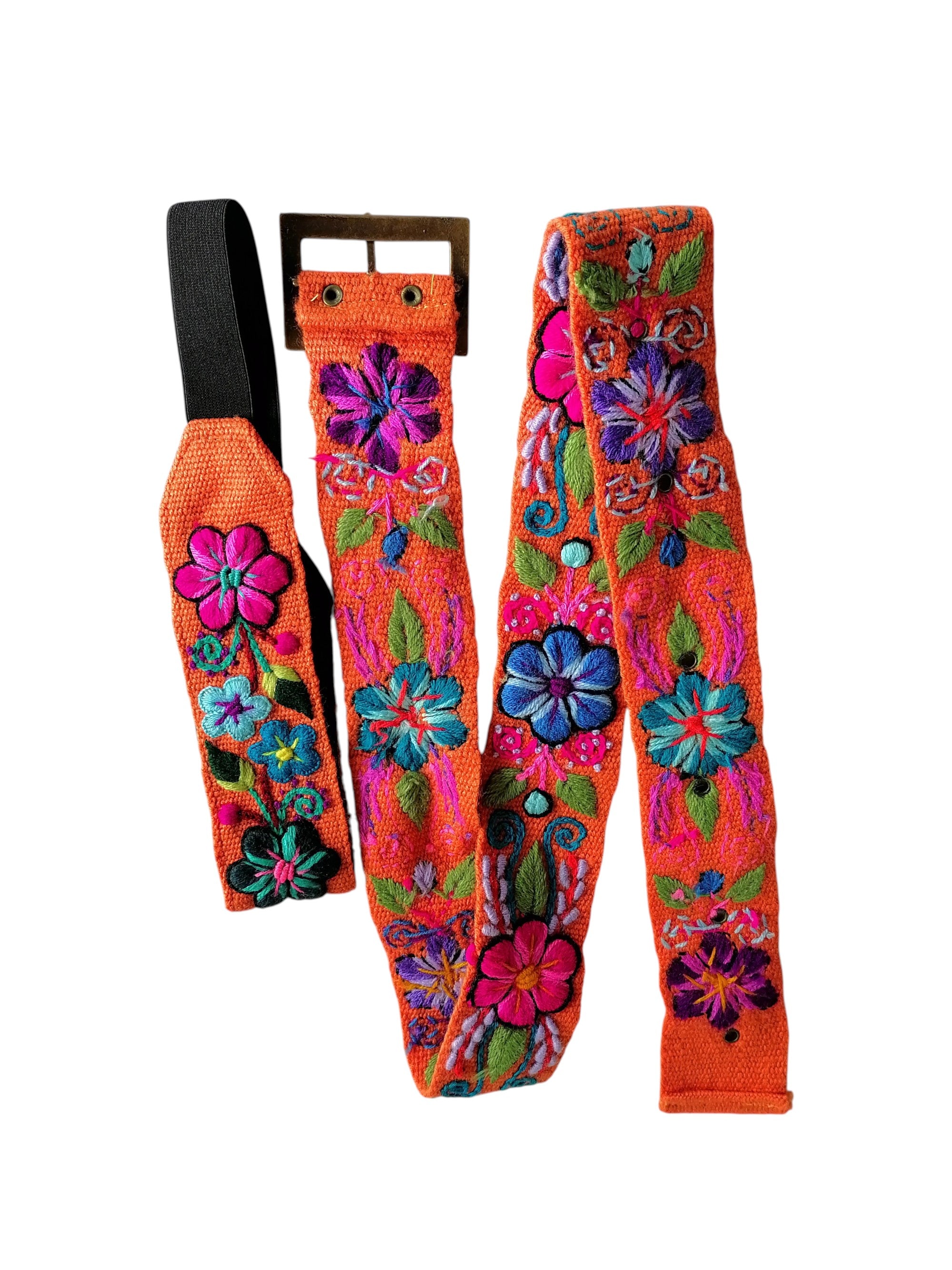 Hand-embroidered flower belt and headband set, handmade accessories