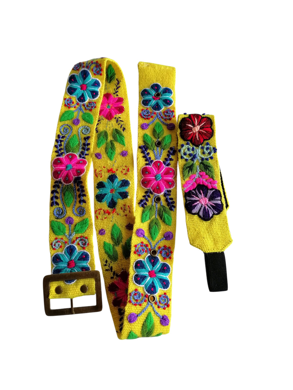 Handmade Peruvian Floral Embroidered Headband Belt