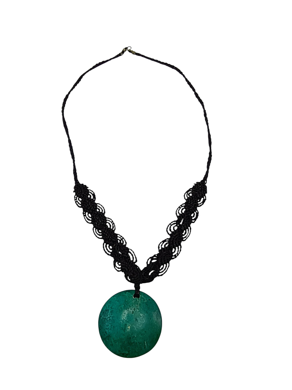 Handmade Macrame Necklace Turquoise Pendant