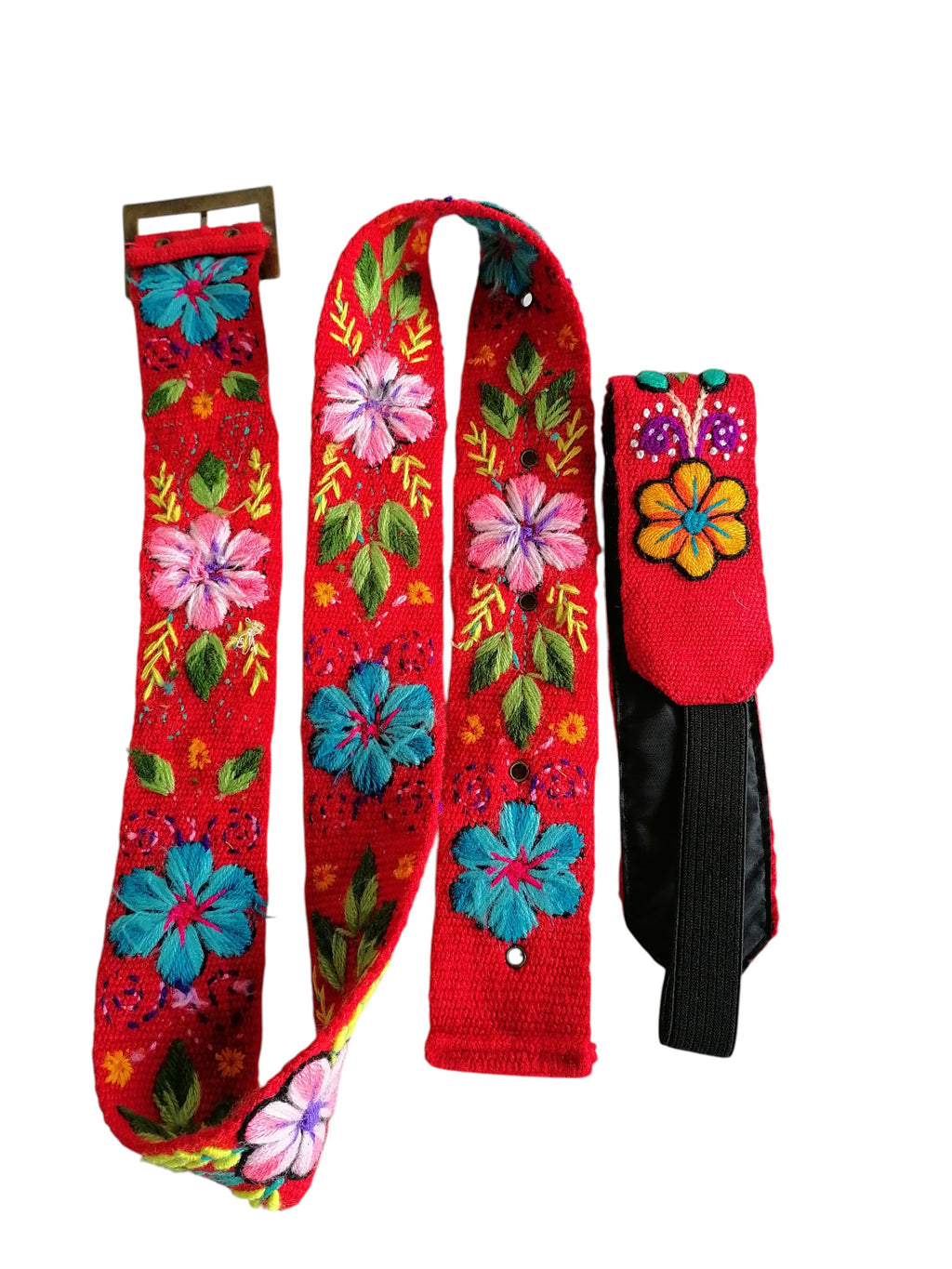 Handmade Floral Embroidered Belt and Headband Set for Women