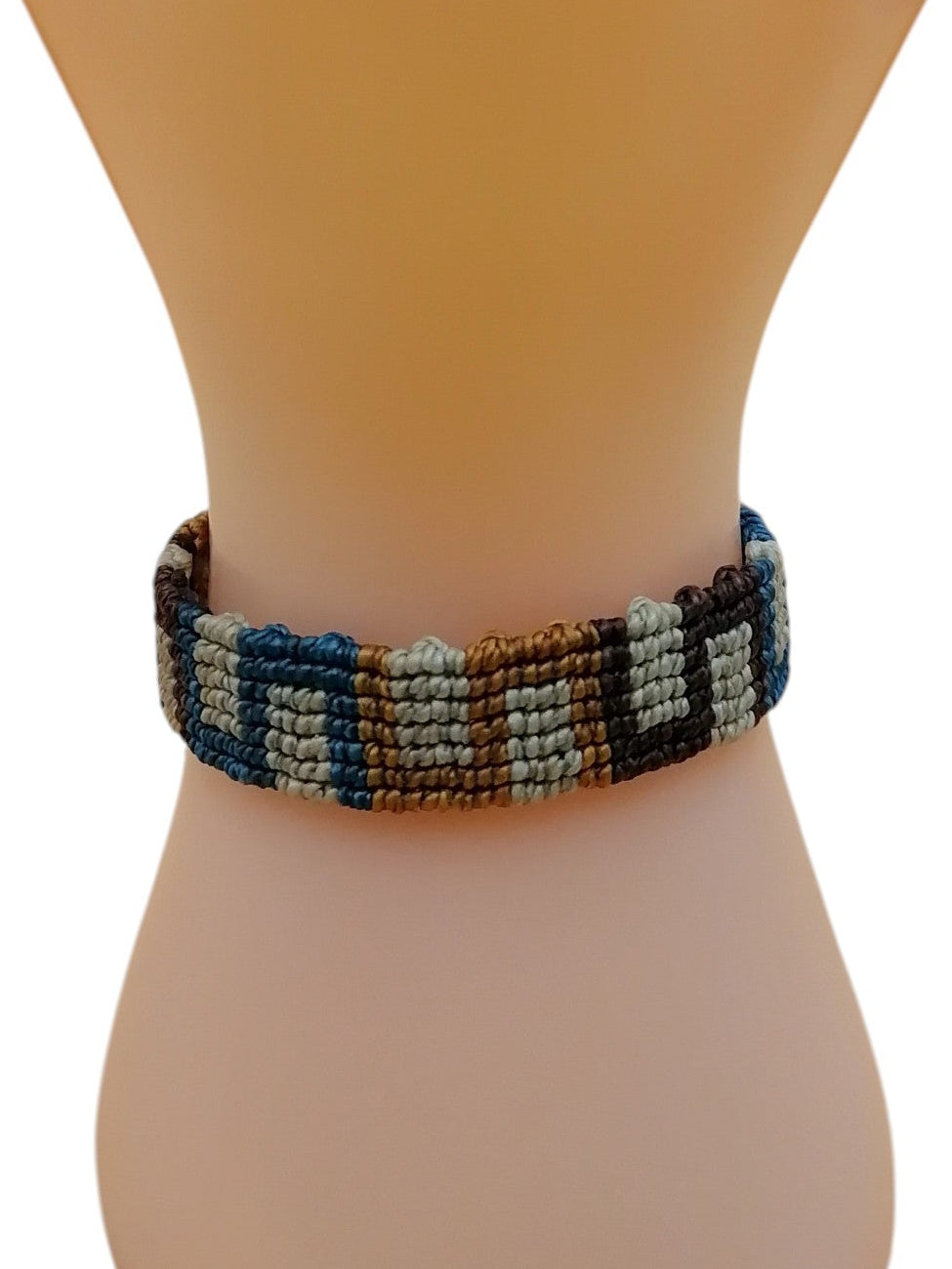 Hand-woven Macrame Bracelet with Multicolor Geometric Design