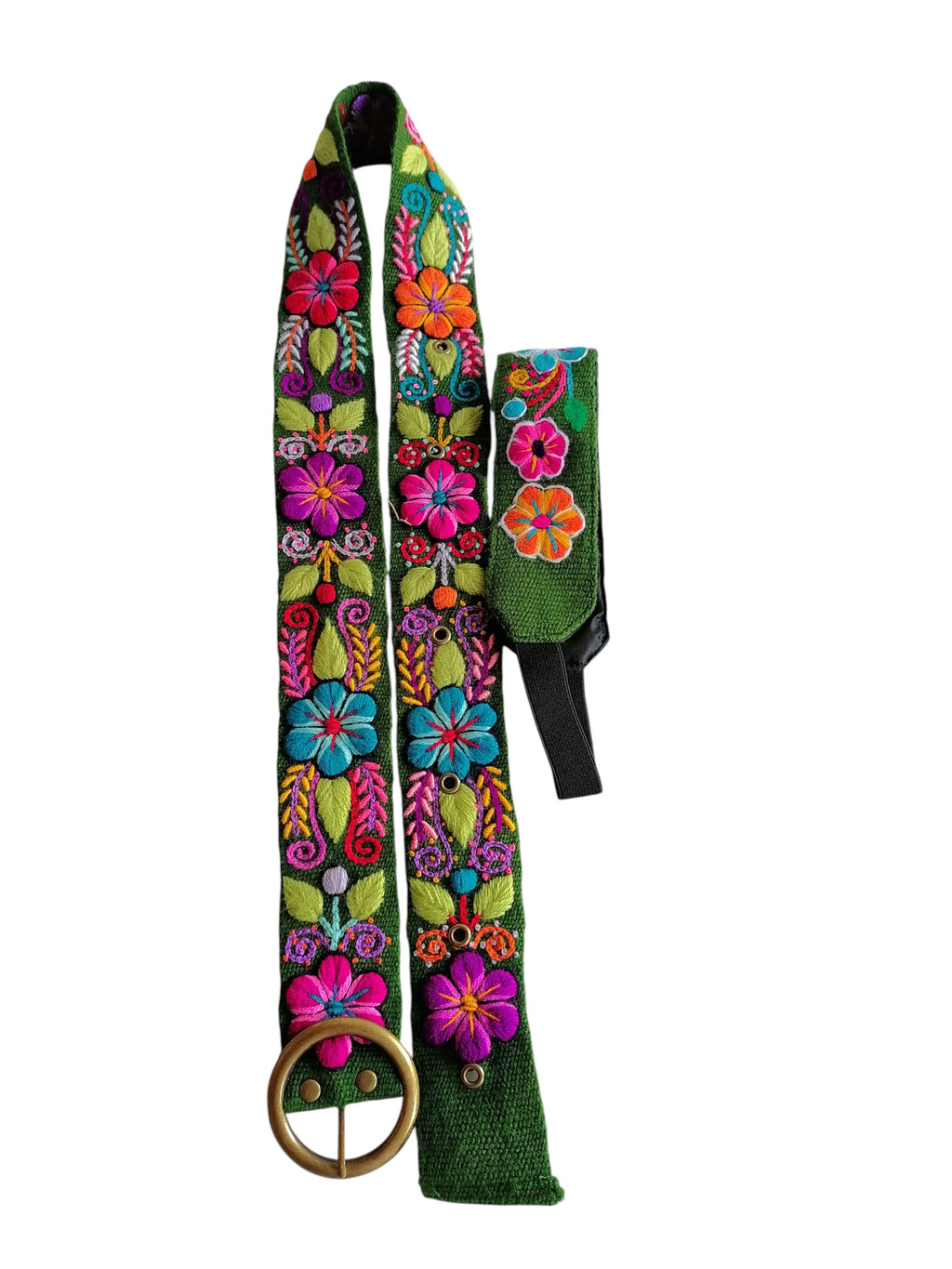 Handmade Floral Embroidered Headband Belt, Multicolored