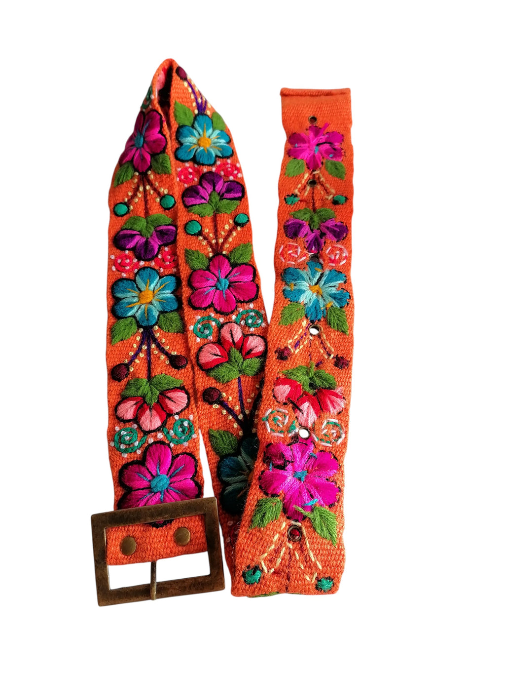 Handmade Floral Embroidered Belt and Headband Set