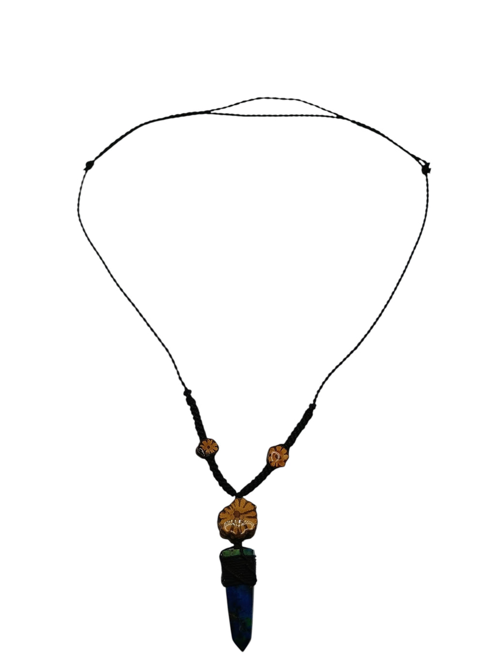 Handmade Macrame Necklace with Natural Sodalite Stone and Floral Design