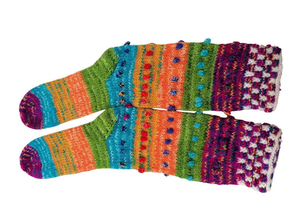 Warm Socks, Multicolor Wool Knit, Winter Warm