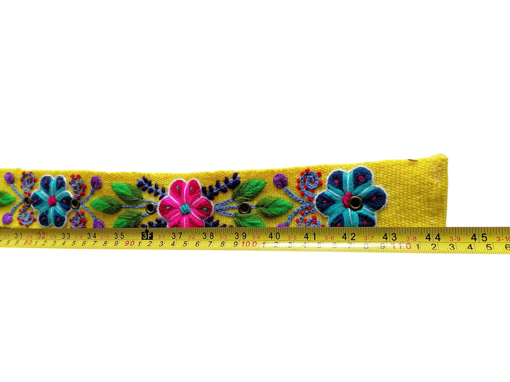 Handmade Peruvian Floral Embroidered Headband Belt