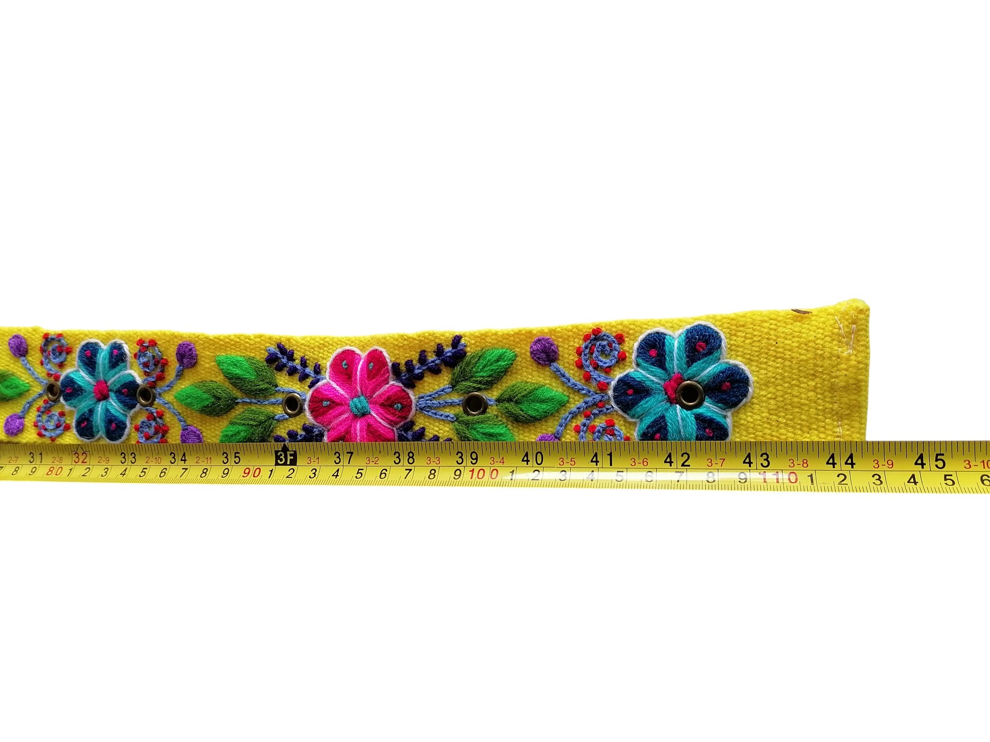 Handmade Peruvian Floral Embroidered Headband Belt