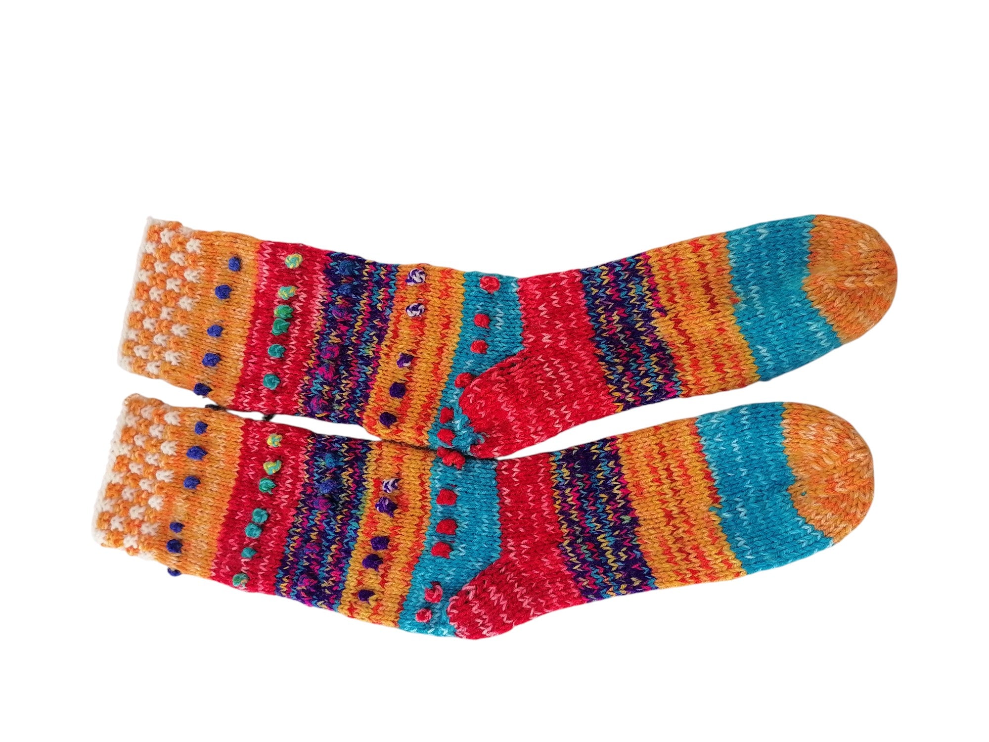 Warm Socks, Multicolor Wool Knit, Winter Warm, Cusco