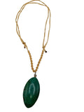 Handmade Macrame Serpentine Necklace with Natural Green Stone - Unique