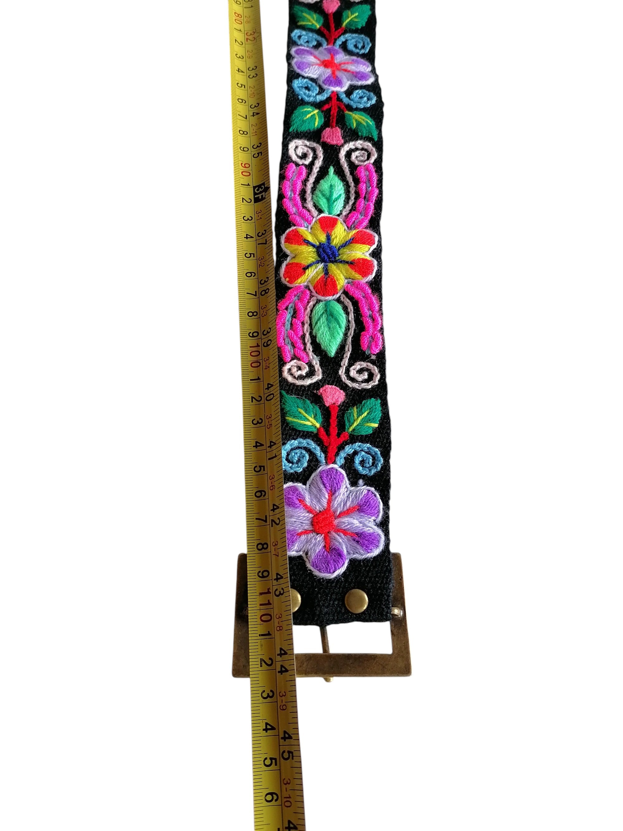 Floral Hand Embroidered Belt Headband Set Handmade Accessory