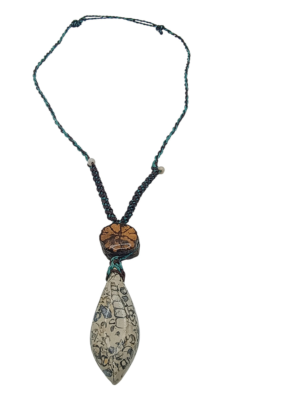 Handmade Macrame Necklace with Sacred Flower, Ayahuasca, and Natural Stone