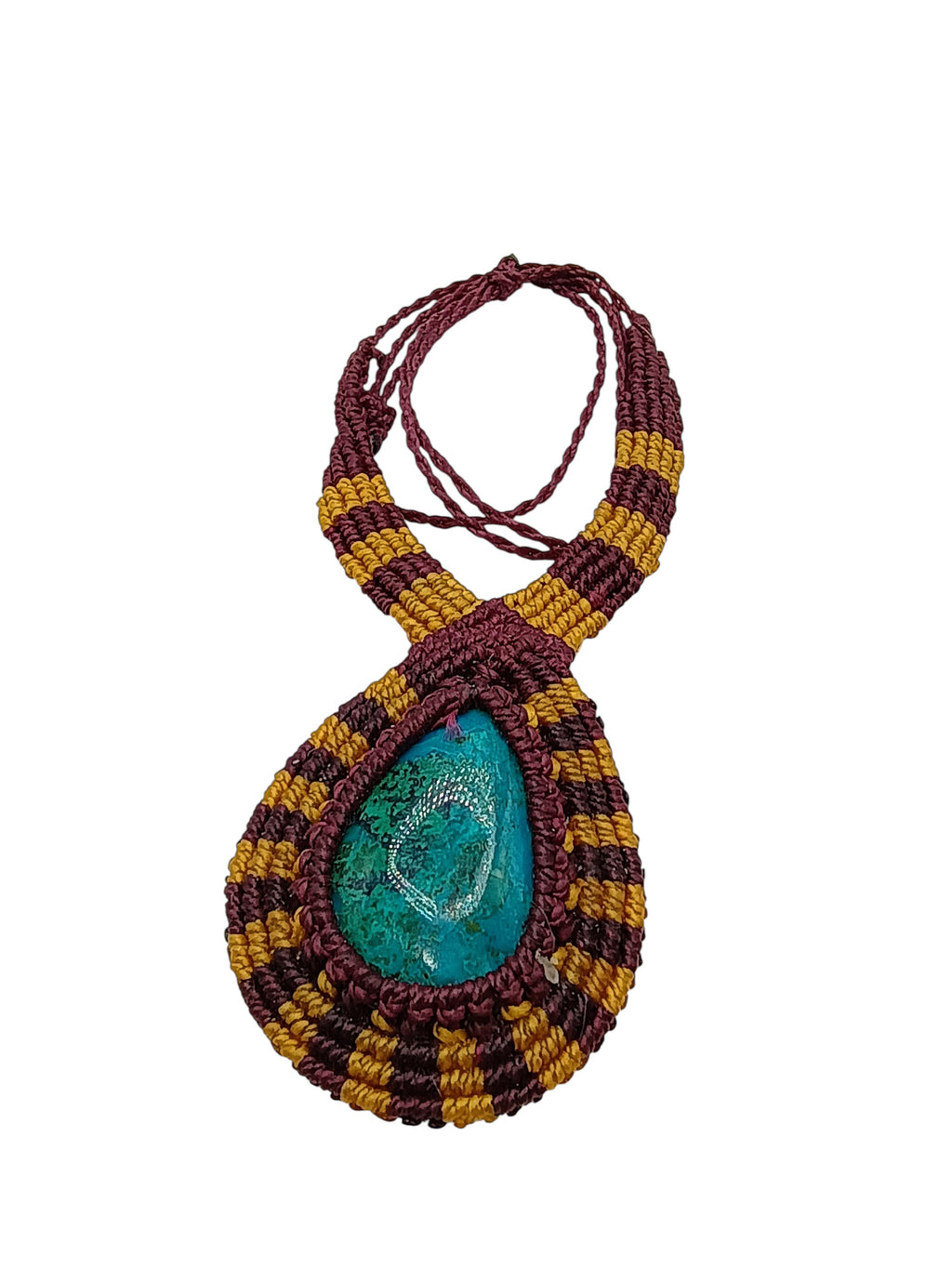 Unisex Macrame Necklace with Turquoise Stone, Spiritual Amulet