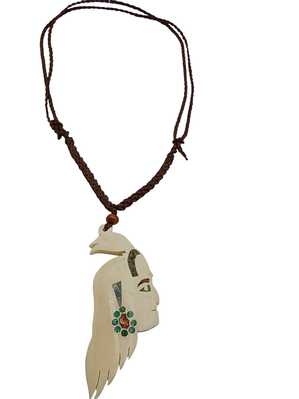 Hand-Carved Pendant Necklace, Handmade Macrame Jewelry
