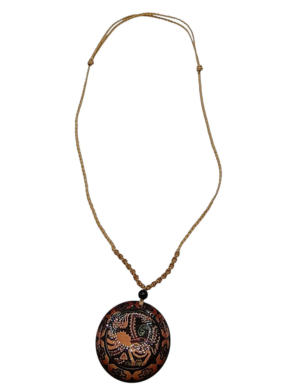 Handmade Macrame Necklace, Round Pendant, Peruvian Artisan