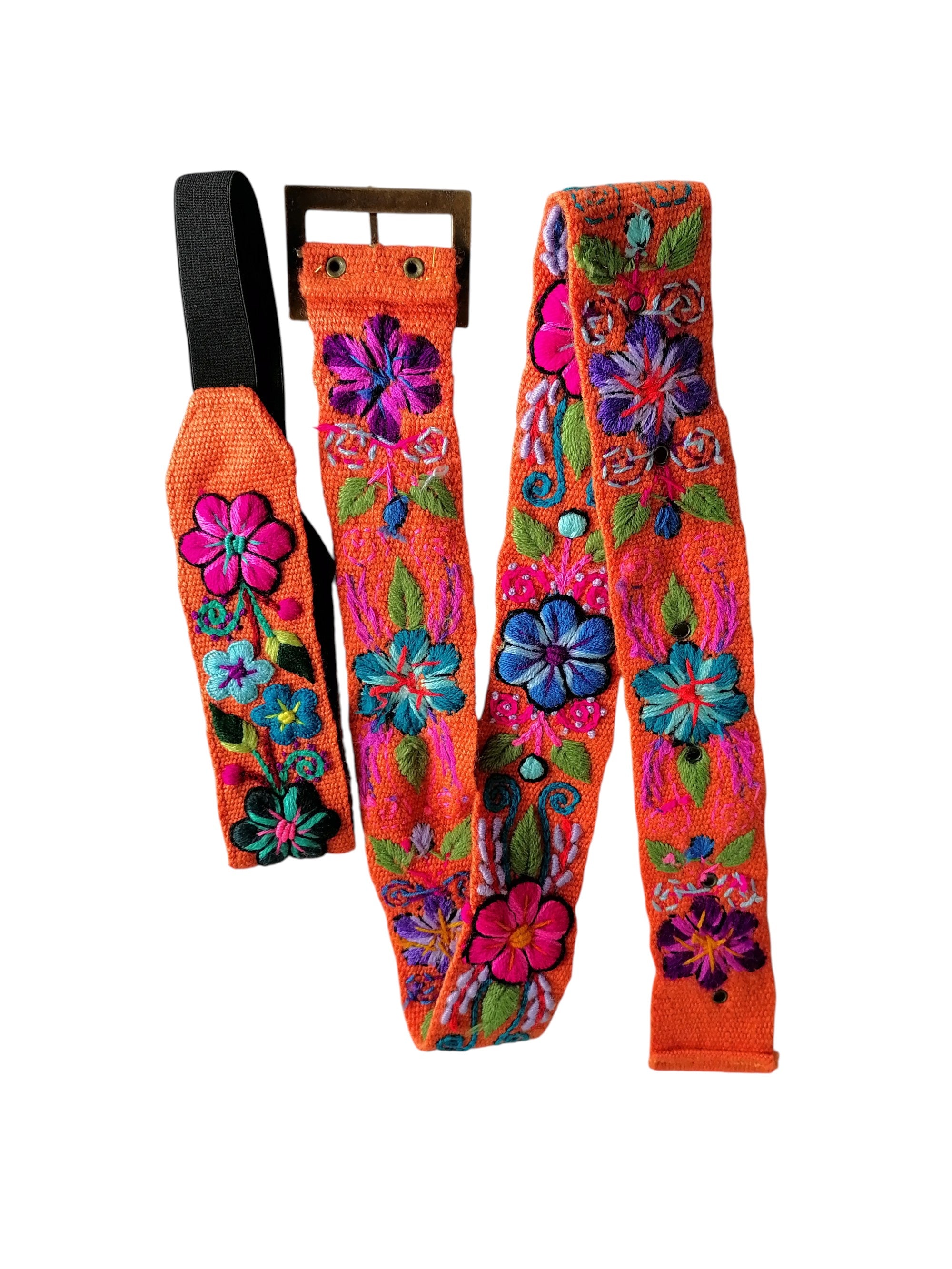Hand-embroidered flower belt and headband set, handmade accessories