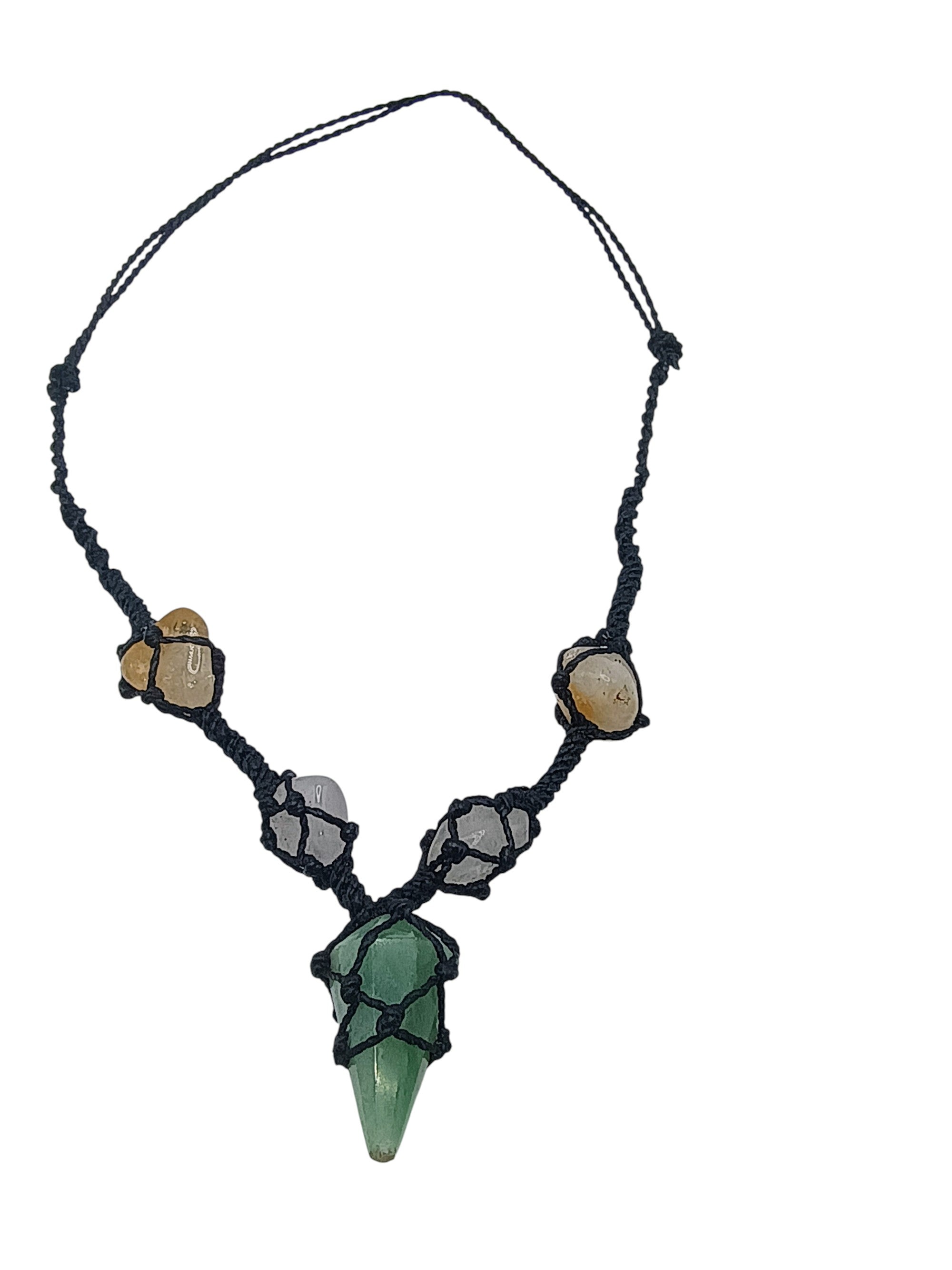Handmade Macrame Necklace with Natural Serpentine Stone