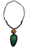 Handmade Macrame Necklace with Serpentine Flower and Ayahuasca