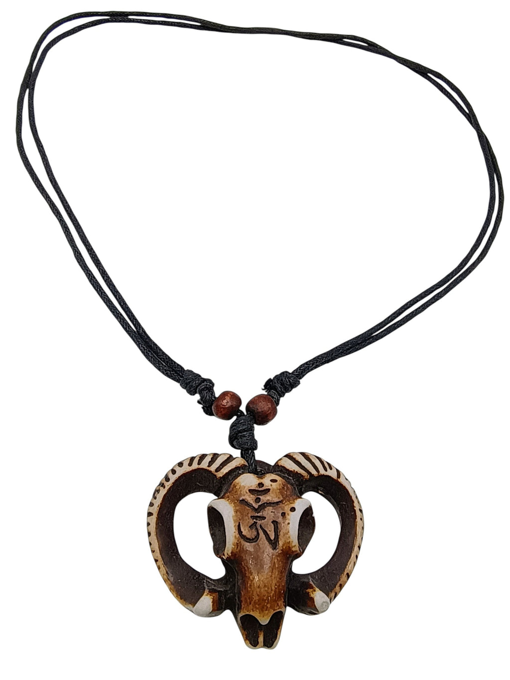 Handmade Ceramic Goat Skull Pendant Macrame Necklace Peruvian Craft