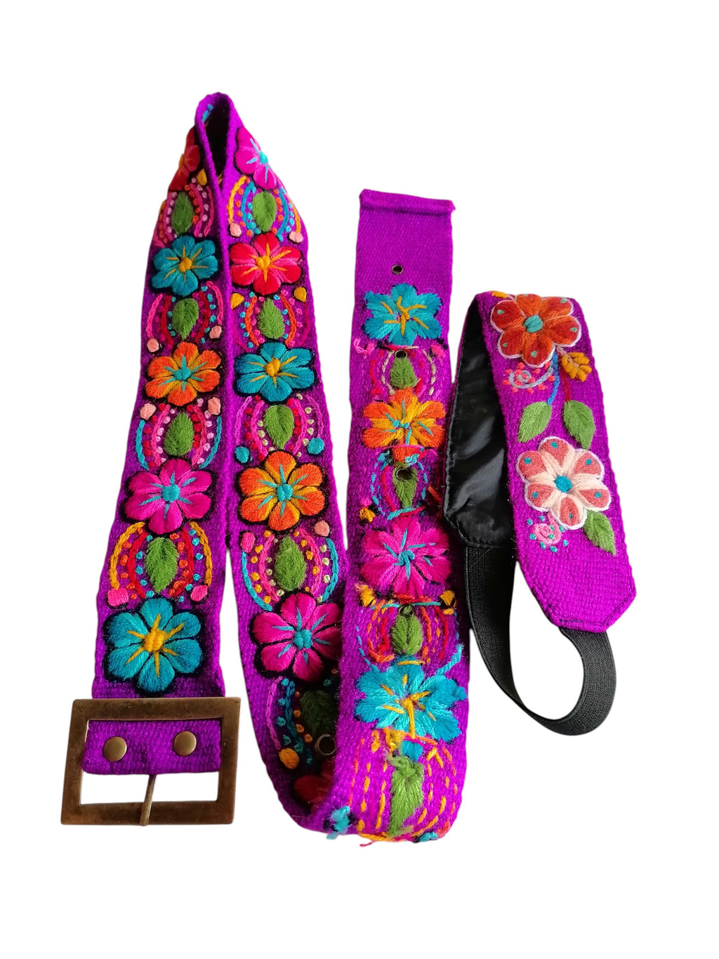 Handmade Floral Embroidered Headband Belt, Peruvian Craftsmanship, Cusco