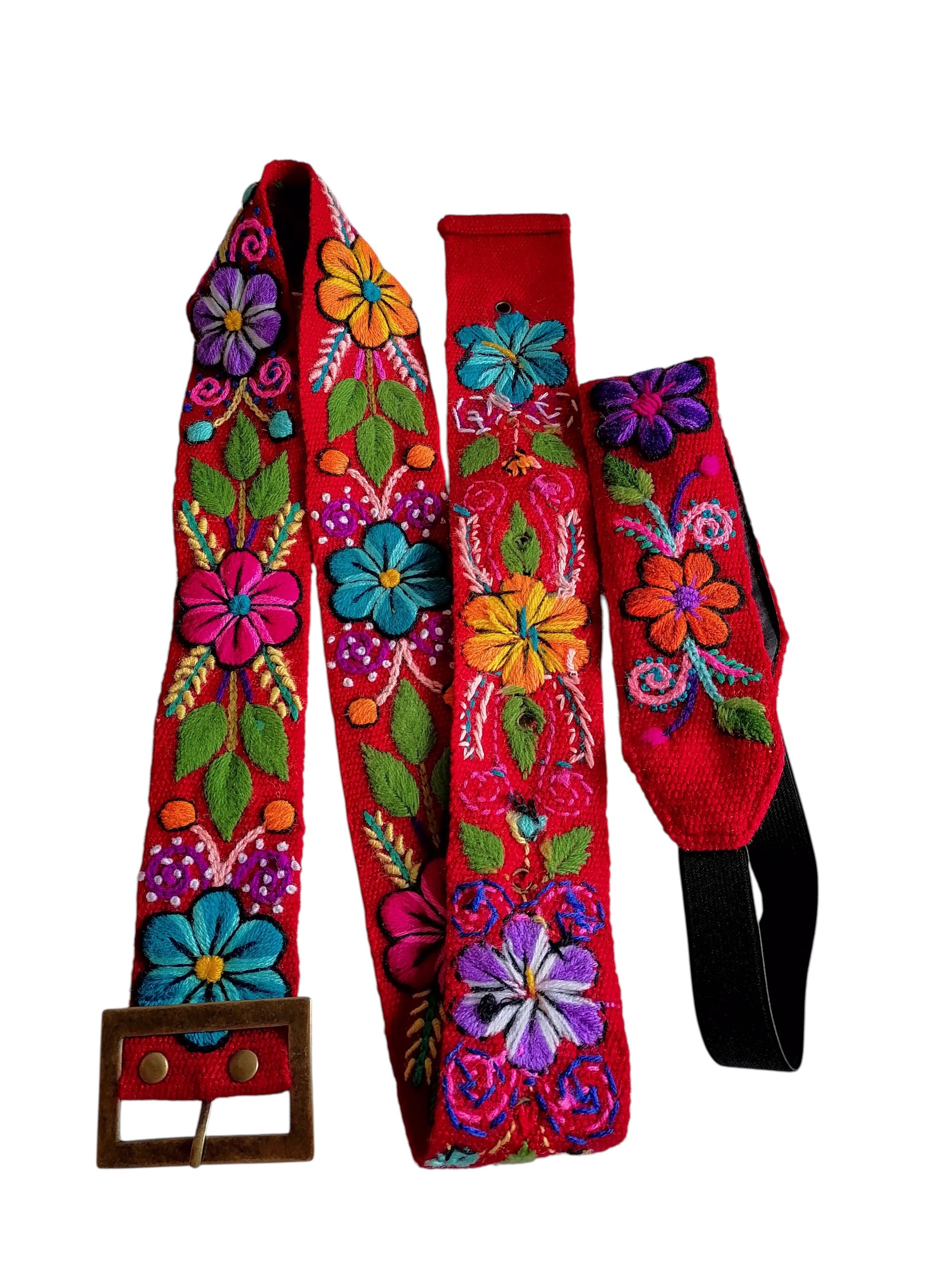 Multicolor Hand Embroidered Floral Headband Belt