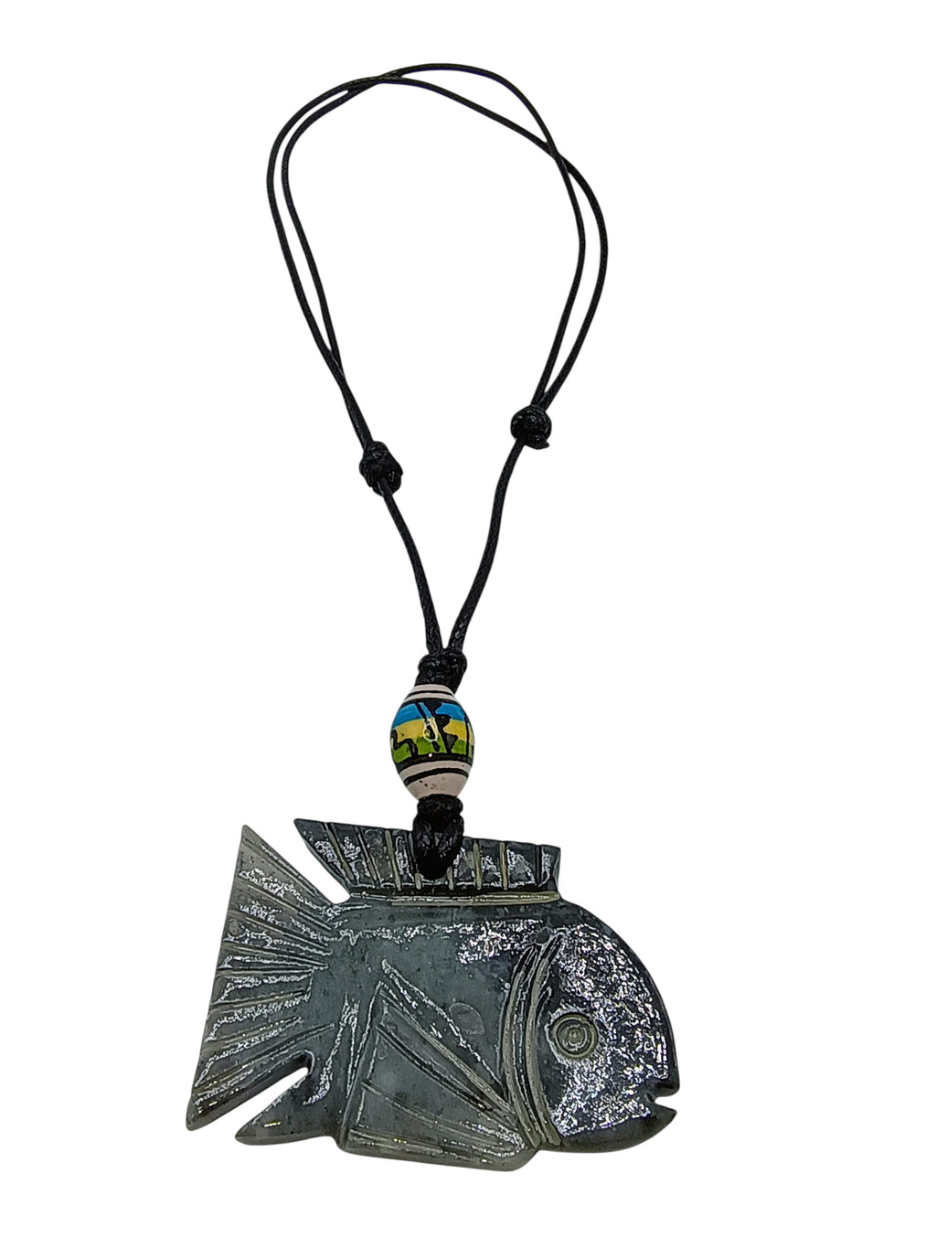 Unisex Adjustable Handmade Necklace with Natural Stone Fish Design