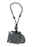 Unisex Adjustable Handmade Necklace with Natural Stone Fish Design
