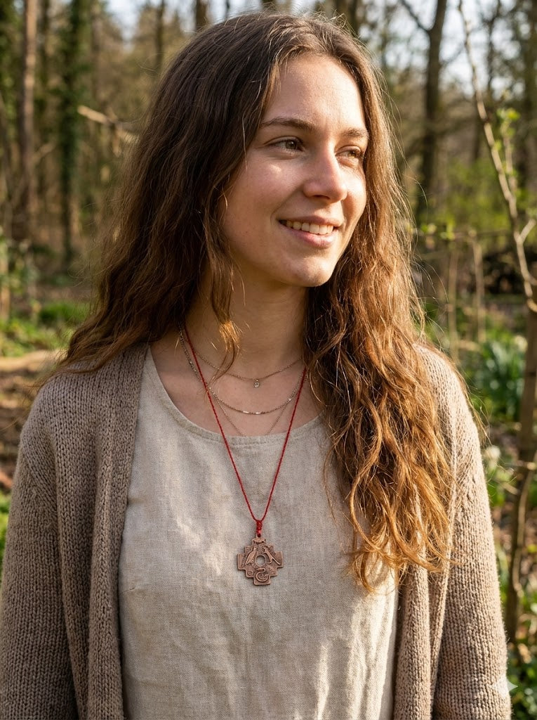 Unisex Macrame Necklace Andean Trilogy Condor Puma Snake Andean Amulet